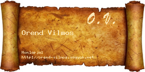 Orend Vilmos névjegykártya
